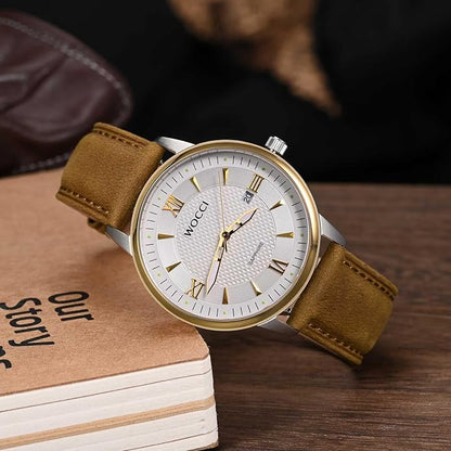 WOCCI Quick Release Watch Band, Distressed Genuine Leather, Stainless Steel Buckle, Strap Width 18mm 19mm 20mm 22mm 24mm