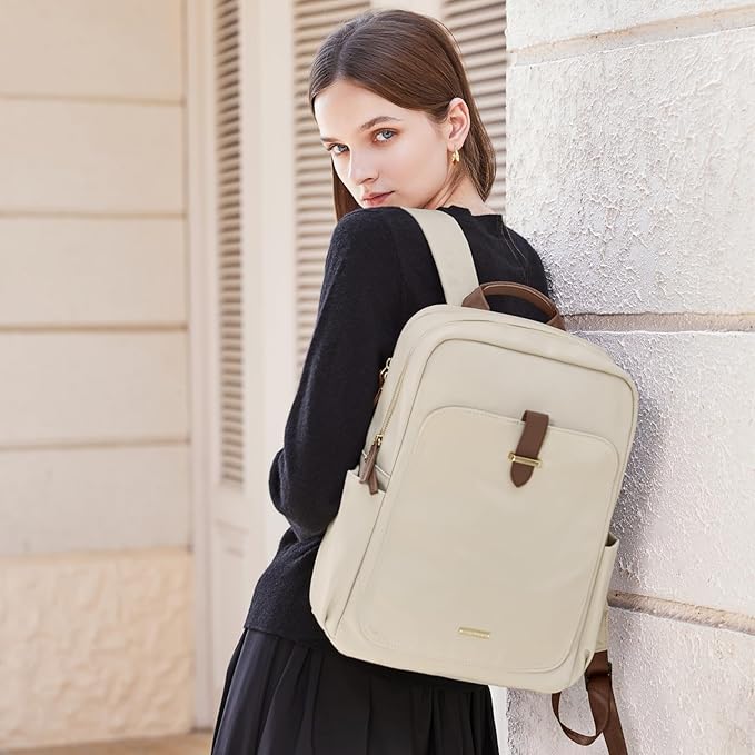 Laptop Backpack for Women,Carry on Travel Backpack Casual Work Business Backpacks Purse College,16 Inch,Apricot