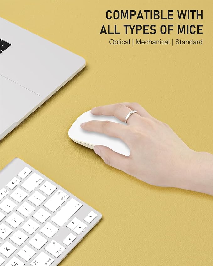 Desk Pad, 23.6" x 13.8" PU Leather Non-Slip Desk Mat Large Mouse Pad for Desktop, Waterproof Laptop Computer Writing Mat for Office, Home, Work, Gaming, Pale Yellow
