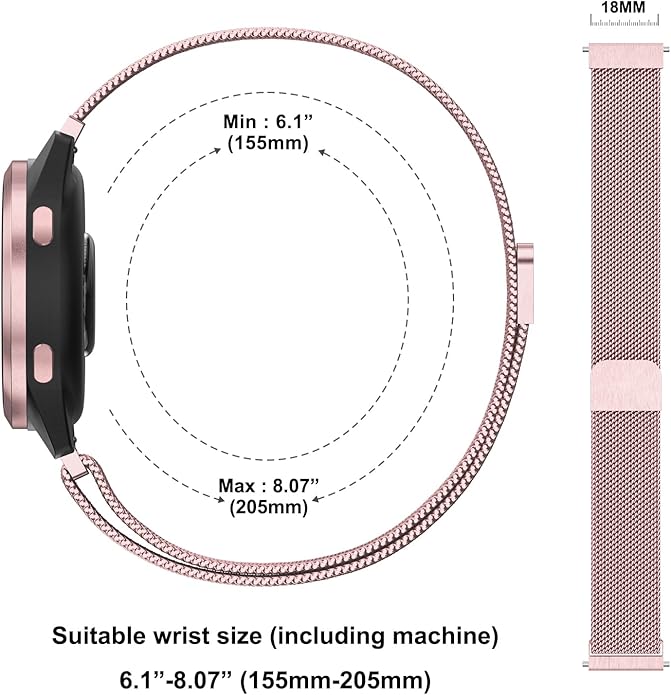 18mm Metal Bands for Garmin Venu 3S / Venu 4 41mm / Venu 2S / Vivoactive 4S / Vivomove 3S / Forerunner 265s Watch Bands, Quick Release Stainless Steel Metal Replacement Wristband Strap for Garmin Forerunner 255s/265s Bands Women Men