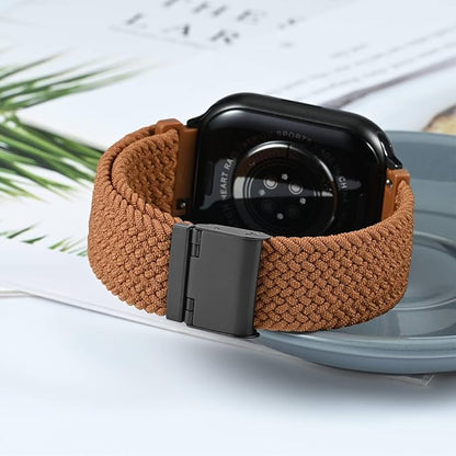 WOCCI 22mm Braided Nylon Watch Band for Men and Women, Quick Release, Black Stainless Steel Buckle (Brown)