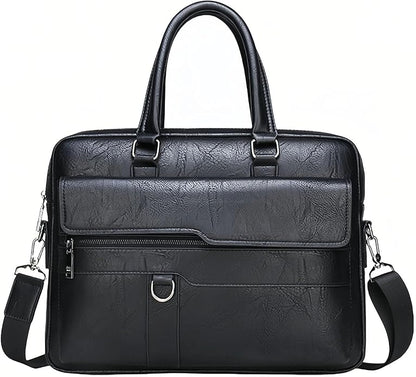 Men's Leather Laptop Bag 15 IN, Water-Resistant Briefcase Messenger Bag for Work, Business, Shoulder Crossbody Office Satchel