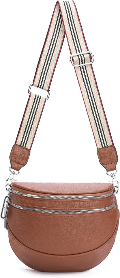GAEKEAO Crossbody Bum Bags for Women Vegan Leather Fanny Packs Belt Bag Trendy Cross Body Purse Travel