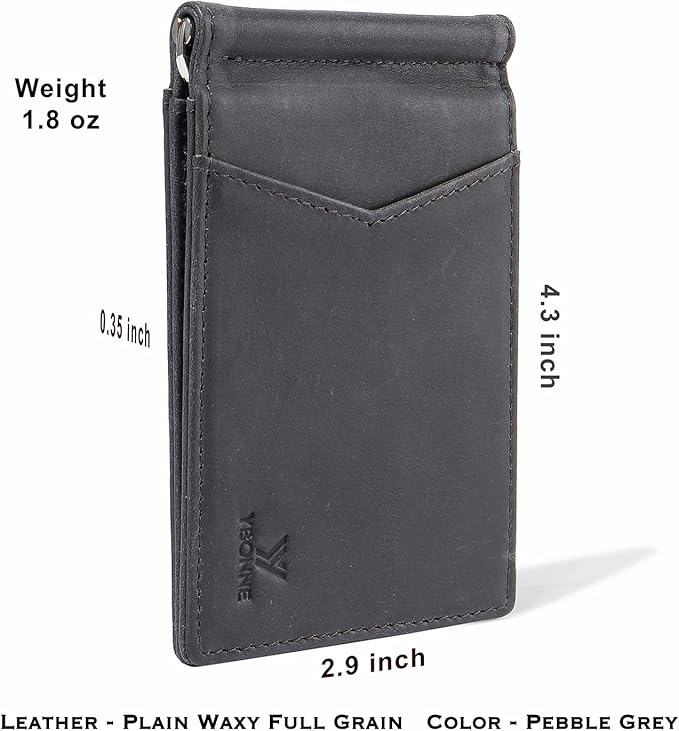 YBONNE Mens Slim Wallet with Money Clip Front Pocket RFID Blocking Thin Bifold Leather Card Holder Minimalist Mini Billfold