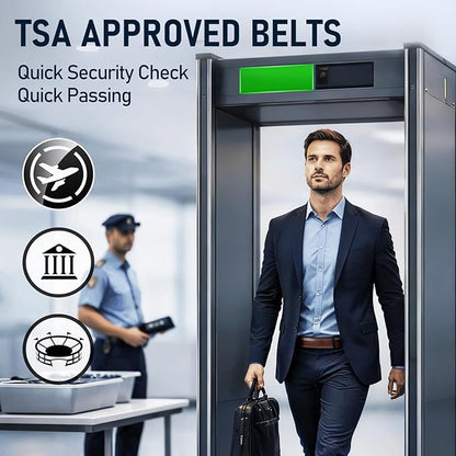 SANSTHS Mechanic Buckless Belts for Men, No Scratch Leather Work Belt Hook & Loop Tsa Belt for Technician Travel Gifts