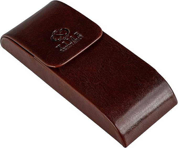 Time Resistance Leather Glasses Case - Hard Shell Leather Glasses Case - Made in Italy