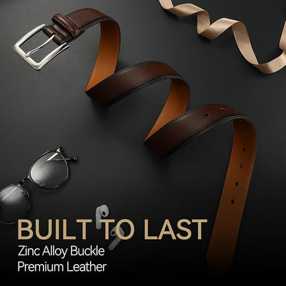 Men's Genuine Leather Dress Belt, 1 3/8" Classic Mens Jeans Pants Belt for Work Business Casual Golf