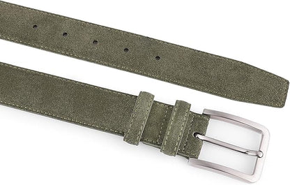 Men's Belt Casual Genuine Leather Suede Belts for Men 1 3/8" Wide Elegant Golf Dress Belt