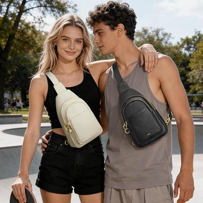 Kattee Sling Bag for Women, Leather Fanny Packs Crossbody Purse, Small Chest Bag for Travel with RFID Blocking