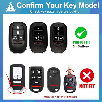 Key Fob Cover for Honda - Premium Soft TPU Shell Full Protection Case with Keychain, Fits HR-V CR-V Pilot Accord Civic Passport, Black 5-Button