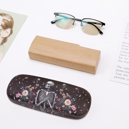 PERFECTSIGHT Hard Shell Eyeglasses Case, PU Leather Protective Glasses Case, Cute Eyeglass Case for Women Men Girls