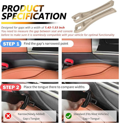 Junecarp 2PCS 2-in-1 Car Seat Gap Filler Organizer with Storage Slots,No Drop Car Gap Seat Filler for Storing Items,Universal in Between Cars Seats Catcher Cars Interior Accessories (Beige)