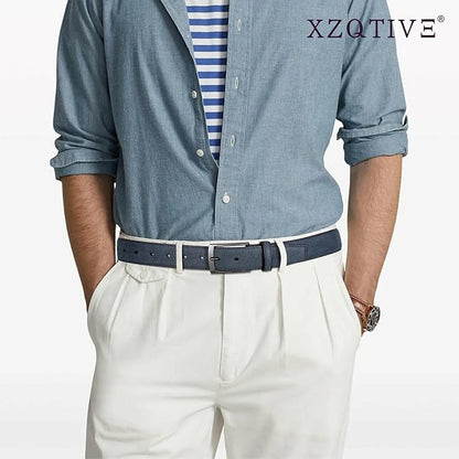 XZQTIVE Mens Suede Belt - 1 3/8" Genuine Leather Dress Belt for Jeans Dress Handmade Classic Every Day Belt