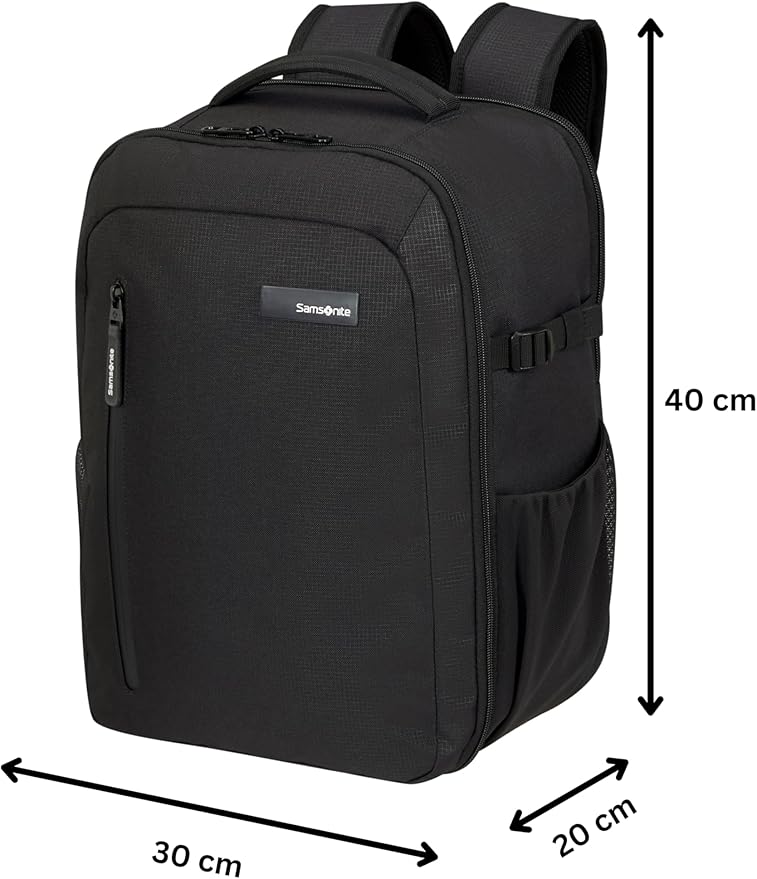 Samsonite Roader Cabin Backpack 40 x 30 x 20 cm Hand Luggage for Ryanair, Wizz Air & Vueling, Underseat Bag with Laptop Compartment 15.6 Inches, 26 L, 0.70 kg, Black (Deep Black)