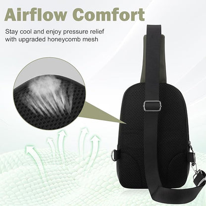Hoedia Crossbody Sling Bag for Men Women, Shoulder Cross Body Bag EDC Back Pack with Reflective Strip and Multi-pocket
