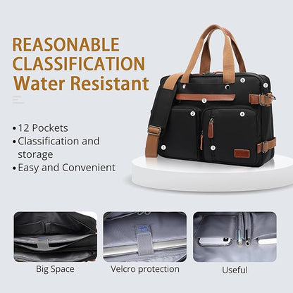 MOLNIA 3 in 1 Laptop Bag for Men, 17.3 Inch Work Bags for Men, Laptop Backpack, Briefcases, Messenger Bag, Computer Bags for Laptops for Men Women, Black