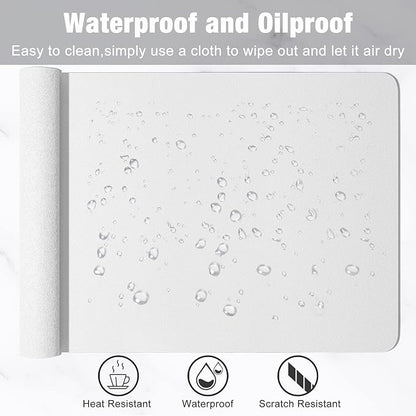 Hsurbtra Desk Pad, 35.5" x 17" PU Leather Desk Mat, XXL Extended Mouse Pad, Waterproof Desktop Blotter Protector, Non-Slip Ultra Thin Large Laptop Keyboard Writing Mat for Office Home, White