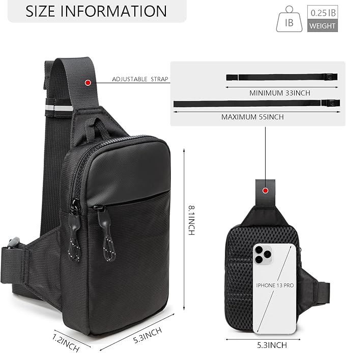 higouta Mini Sling Bag for Men Women, Small Crossbody Casual Utility Chest Phone Bag for Travel Workout