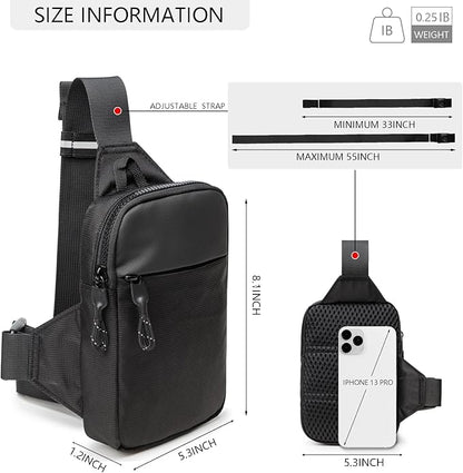 higouta Mini Sling Bag for Men Women, Small Crossbody Casual Utility Chest Phone Bag for Travel Workout