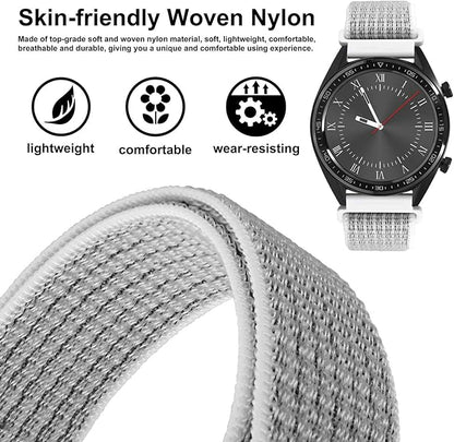 WOCCI 20mm Adjustable Nylon Watch Band, Quick Release Sport Loop Strap (White/Gray)