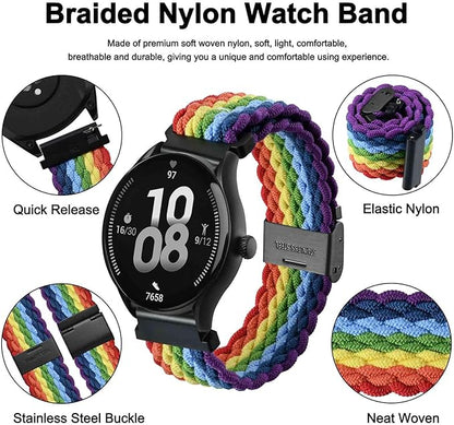 WOCCI 18mm Braided Nylon Watch Band for Men and Women, Quick Release, Black Stainless Steel Buckle (Multicolor)