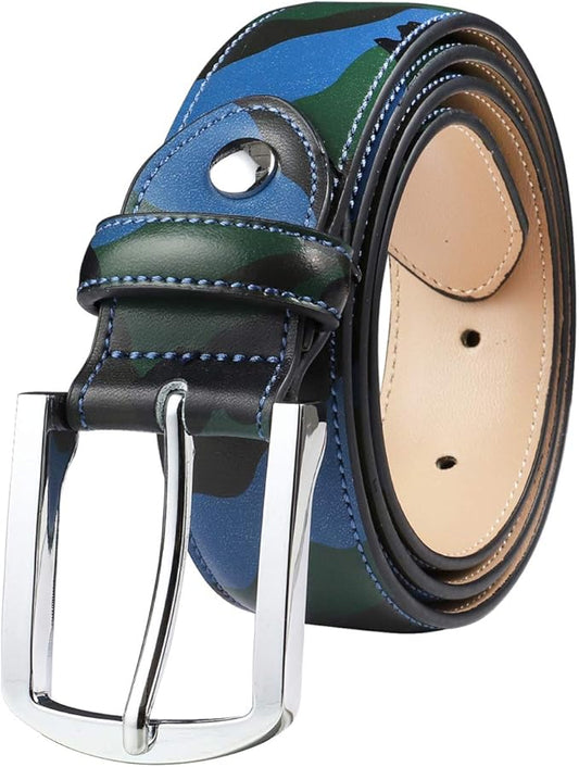 Falari Men Genuine Leather Casual Dress Belt With Single Prong Buckle, Classic Style Belt