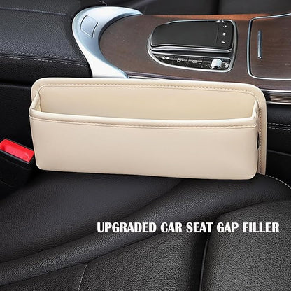 Universal Fit Premium Leather Car Seat Gap Filler Organizer, Center Console Organizer for Car SUV Truck (Beige，1 Pack)