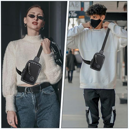Long Keeper Mini Sling Bag - Women Men Vegan Leather Crossbody Phone Bag Waterproof Travel Running Chest Bag Casual Daypack