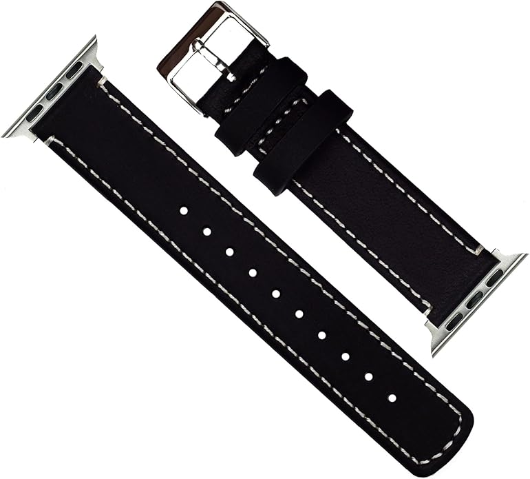 BARTON WATCH BANDS - Top Grain Leather Watch Bands Compatible with Apple Watch Models - 1, 2, 3, 4, 5, 6, 7, 8, 9, 10, SE, Ultra & Ultra 2