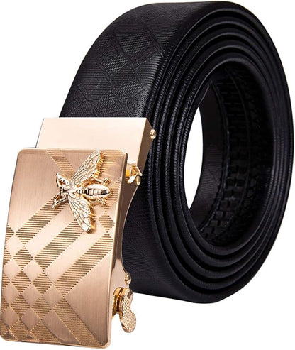Dubulle Designer Ratchet Belt for Men Leather Fashion Adjustable Automatic Buckle Sliding Removable Dress Casual