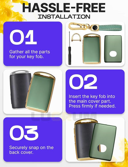 Lucrum Compatible with Mazda Key Fob Cover & Leather Keychain - TPU Case for 3, 6, CX-5 CX-9 CX-30 CX-50 CX-70 (2019-2025)