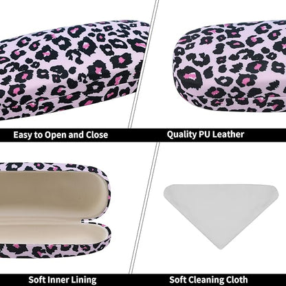 PERFECTSIGHT Hard Shell Eyeglasses Case, PU Leather Protective Glasses Case, Cute Eyeglass Case for Women Men Girls