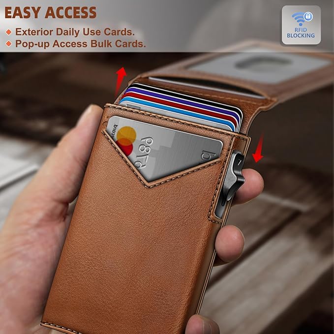 BULLIANT Men Wallet Gift Boxed,Slim Front Pocket Wallet Money Clip Card Holder 3.8"x2.7",Pop-up Access