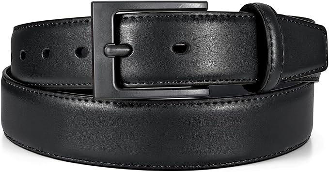 XZQTIVE TSA Belt For Men Metal Free Dress Belts Hypoallergenic Leather Belt With Black Buckle Nickle Free