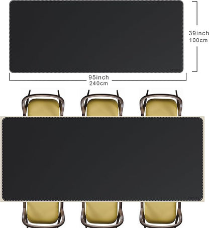 CENNBIE MAX240 94.5" x 39.4" Leather Desk Mat Protector, Extra Large Leather Desk Pad for Full Desk - XXL Super Large Mouse Pad (Black)