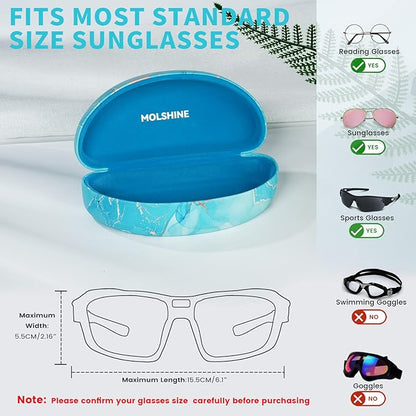 molshine Hard Shell Sunglasses Case,Large Glasses Case for Women Men Oversized Sunglass Eyeglasses