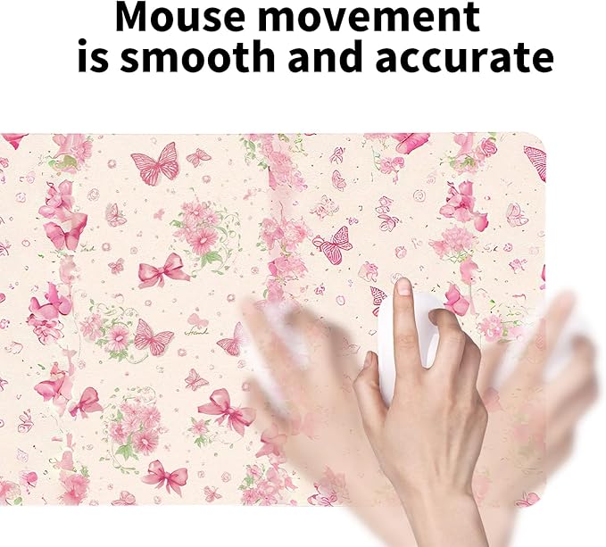 Butterfly Theme Desk Mat for Women, Large PU Leather Desk Pad with Non-Slip Base, Romantic Office Keyboard Mat for Gaming & Home Work, Enchanting Gift Idea（31.5 * 15.75in）