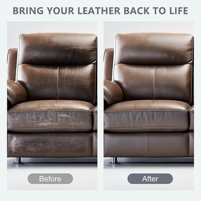 Leather Recoloring Balm & Color Restorer | Medium Brown Leather Dye, Paint & Repair Kit for Furniture, Couches, Car Seats, Shoes | Restore Faded & Scratched Surfaces