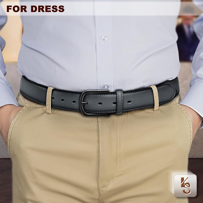 KEMISANT Men Belt-Genuine Leather Belt for Men Dress Casual Golf Jeans 1 3/8"