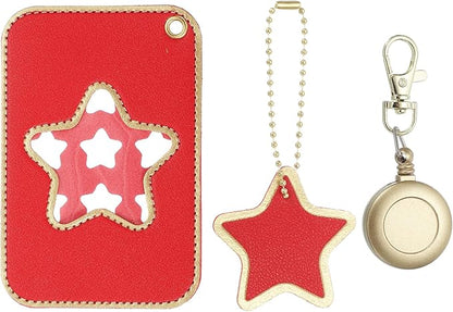 PATIKIL Retractable Badge Holders, Cute Leather ID Holder with Badge Reels Keychain ID Card Clip Protector Cover for Women Work Office Business Trip, Red