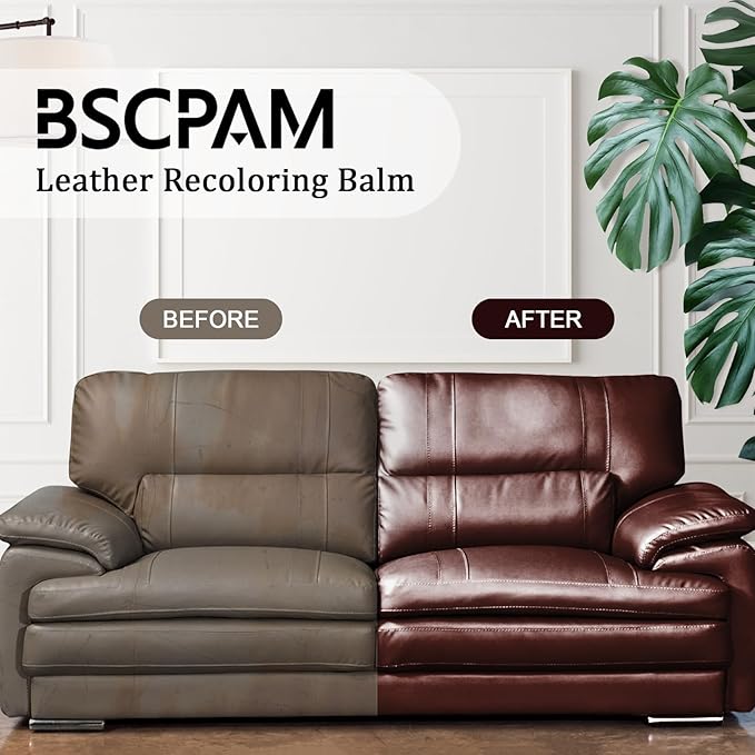 Medium Brown Leather Recoloring Balm, 12oz Leather Color Restorer for Couches, Leather Repair Kit for Furniture, Leather Dye for Leather Fade, Leather Repair Restore car seat
