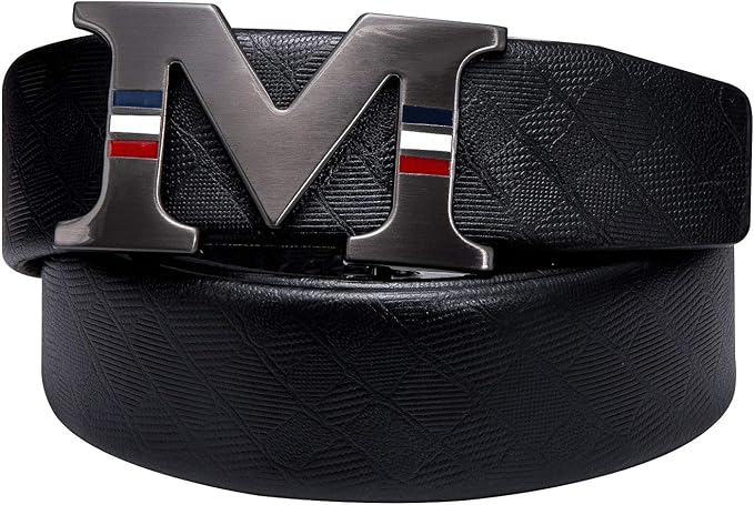 Barry.Wang Mens Belts Leather Ratchet Automatic Buckle Slide Click 1 3/8" Designer Dress Fashion Classic Casual Work Business