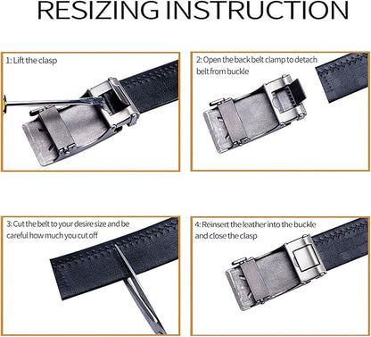 Barry.Wang Mens Belts Leather Ratchet Automatic Buckle Slide Click 1 3/8" Designer Dress Fashion Classic Casual Work Business
