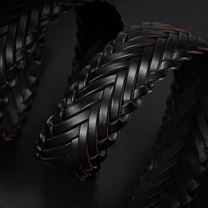 Braided Leather Belt for Men Adjustable Woven Golf Belt for Causal Shorts Pants Jeans 1.4'' Width