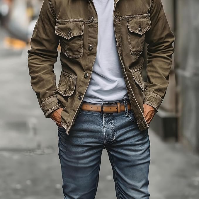 Men's Belt Genuine Leather Belt for Men Dress Casual Golf Jeans Pants 1 3/8"