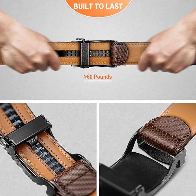 BULLIANT Men's Ratchet Belt Nontrimmable-Click Belt Adjustable for Men Gift Lightweight 1 3/8"