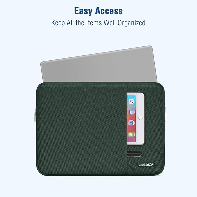 MOSISO Laptop Case 13 inch, Laptop Sleeve Compatible with MacBook Neo/Air/Pro 13 inch with A18/M5/M4/M3/M2/M1 Chip 2026-2016, Polyester Vertical Computer Sleeve Bag with Pocket, Midnight Green
