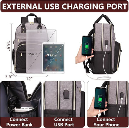bagswan Laptop Backpack for Women/Men, Fits 15.6 Inch Laptop Bag, Fashion Travel Work Anti-theft Bag, Business Computer Waterproof Backpack Purse, Grey Black
