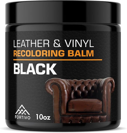 FORTIVO Leather Recoloring Balm, Color Restorer for Couches and Car Seats, Leather Scratch Remover and Dye, 10 oz