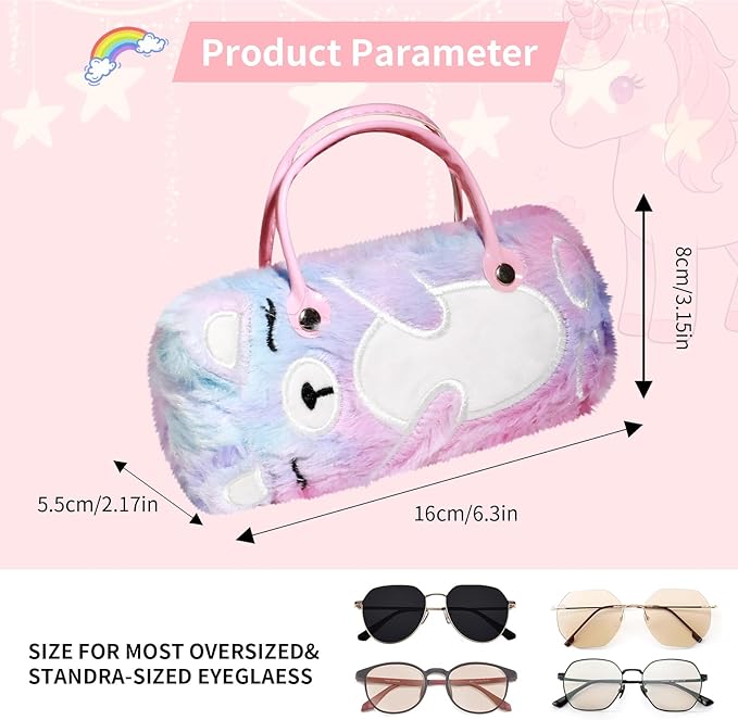 PERFECTSIGHT Hard Shell Eyeglasses Case, PU Leather Protective Glasses Case, Cute Eyeglass Case for Women Men Girls